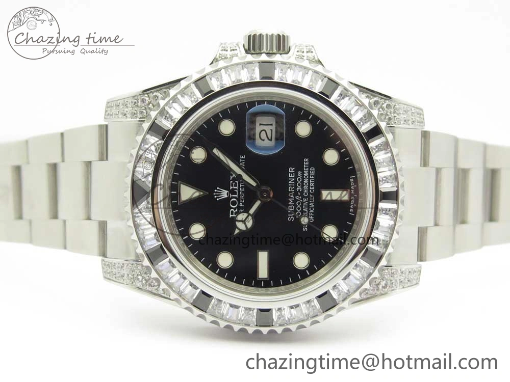 Submariner Black Diamond Bezel SS GSF Best Edition Black Dial On SS Bracelet A2824