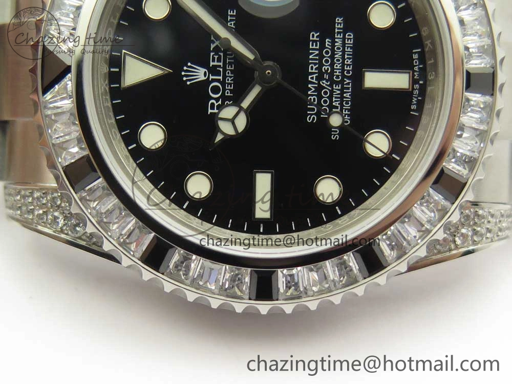 Submariner Black Diamond Bezel SS GSF Best Edition Black Dial On SS Bracelet A2824