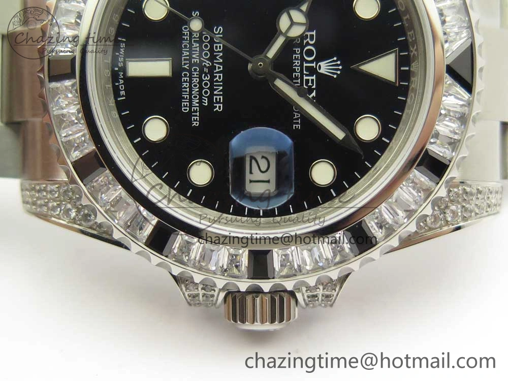 Submariner Black Diamond Bezel SS GSF Best Edition Black Dial On SS Bracelet A2824