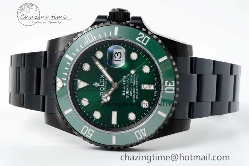 Submariner Blaken PVD Green Ceramic APSF 1:1 Best Edition on PVD Bracelet VR3135