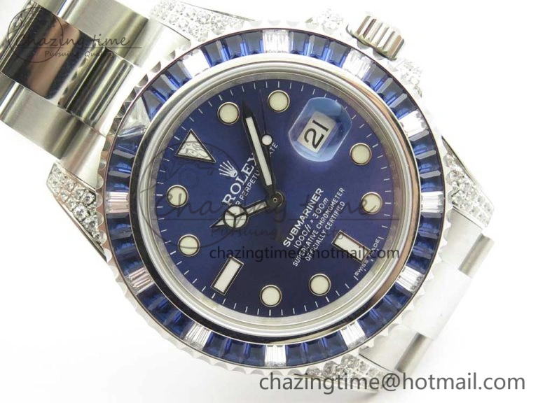Submariner Blue Diamond Bezel SS GSF Best Edition Blue Dial On SS Bracelet A2824
