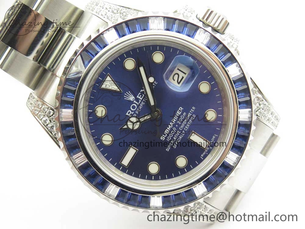 Submariner Blue Diamond Bezel SS GSF Best Edition Blue Dial On SS Bracelet A2824