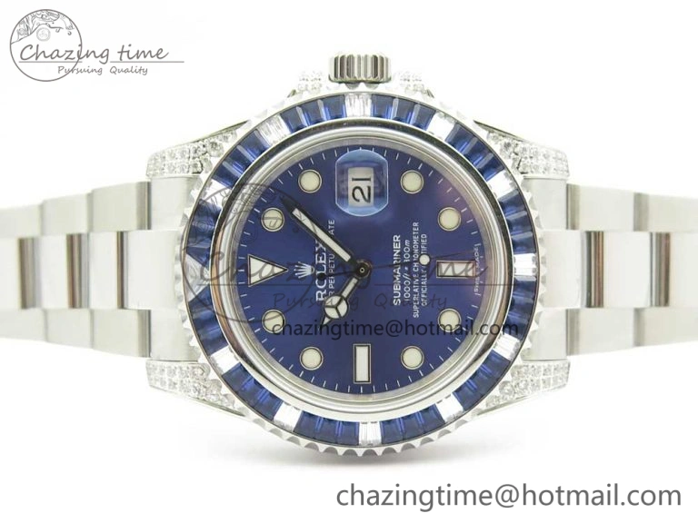 Submariner Blue Diamond Bezel SS GSF Best Edition Blue Dial On SS Bracelet A2824