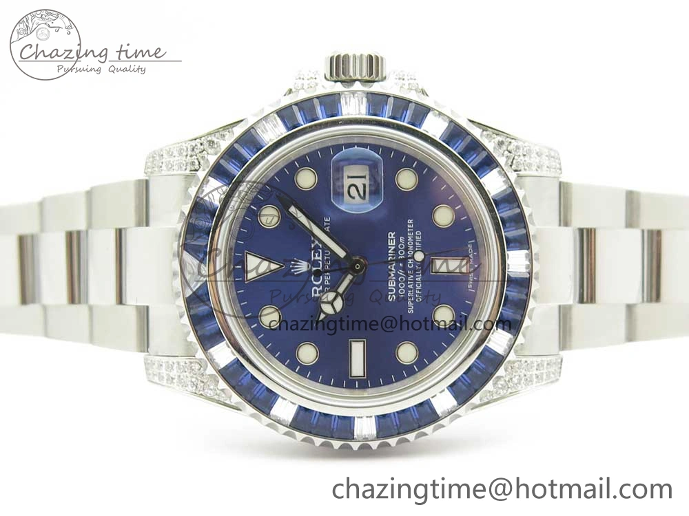 Submariner Blue Diamond Bezel SS GSF Best Edition Blue Dial On SS Bracelet A2824