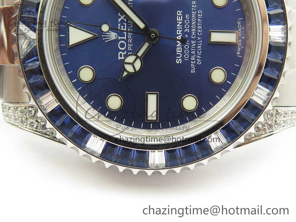 Submariner Blue Diamond Bezel SS GSF Best Edition Blue Dial On SS Bracelet A2824