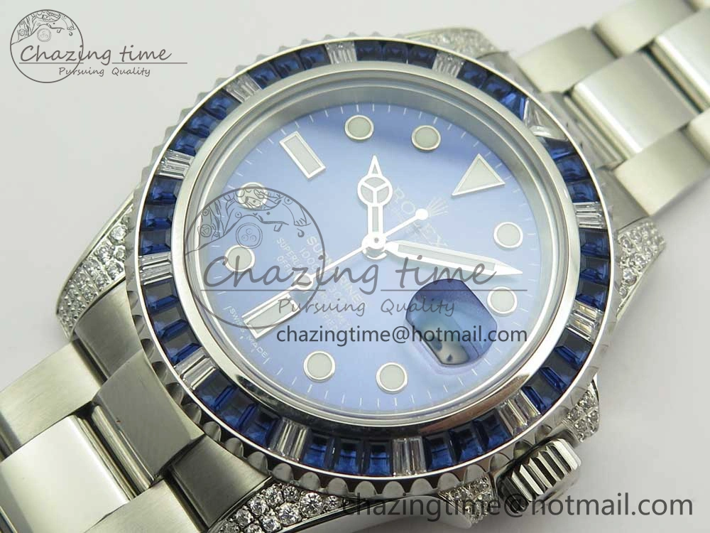 Submariner Blue Diamond Bezel SS GSF Best Edition Blue Dial On SS Bracelet A2824