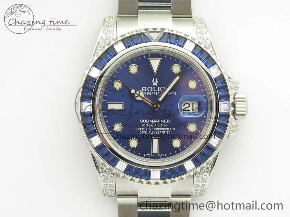 Submariner Blue Diamond Bezel SS GSF Best Edition Blue Dial On SS Bracelet A2824