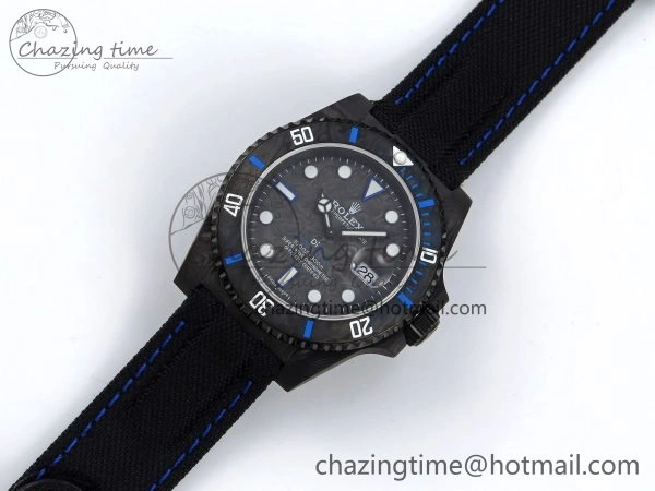 Submariner DIW Carbon IPKF 1:1 Best Edition Black Blue Dial on Black Nylon Strap VR3135