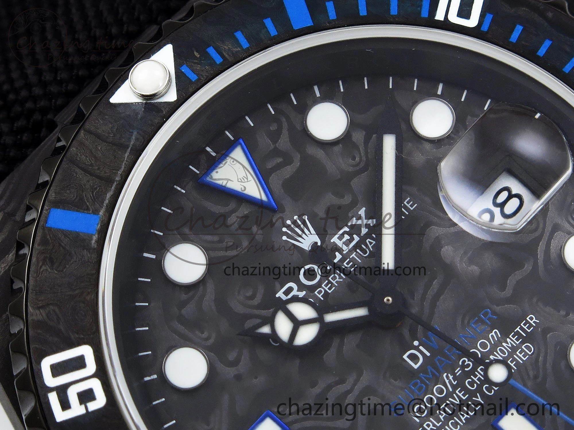 Submariner DIW Carbon IPKF 1:1 Best Edition Black Blue Dial on Black Nylon Strap VR3135