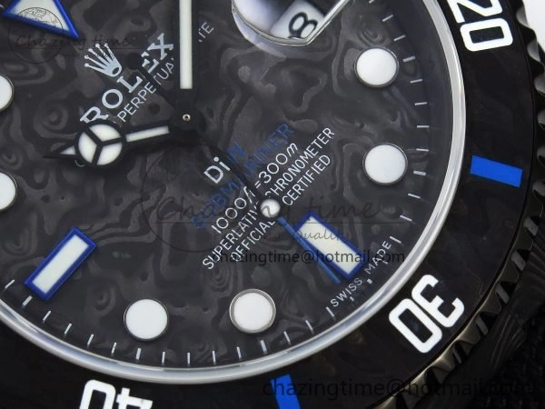 Submariner DIW Carbon IPKF 1:1 Best Edition Black Blue Dial on Black Nylon Strap VR3135