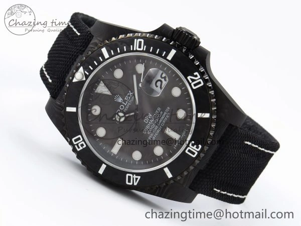 Submariner DIW Carbon IPKF 1:1 Best Edition Black White Dial on Black Nylon Strap VR3135