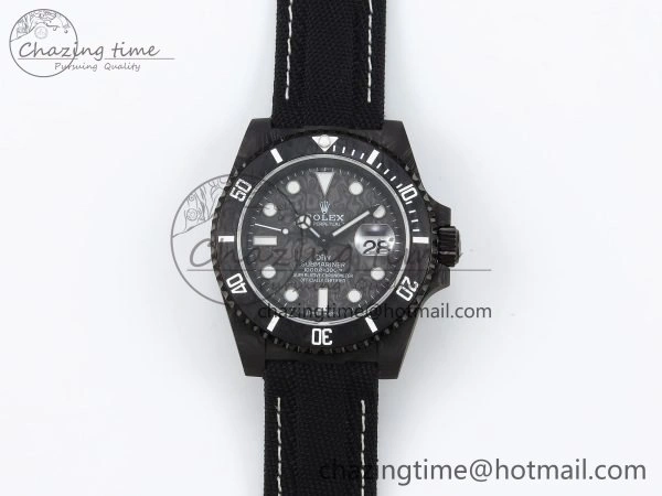 Submariner DIW Carbon IPKF 1:1 Best Edition Black White Dial on Black Nylon Strap VR3135