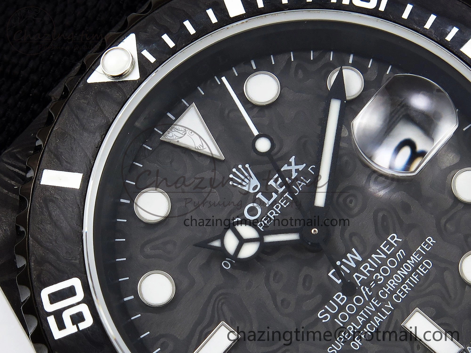Submariner DIW Carbon IPKF 1:1 Best Edition Black White Dial on Black Nylon Strap VR3135