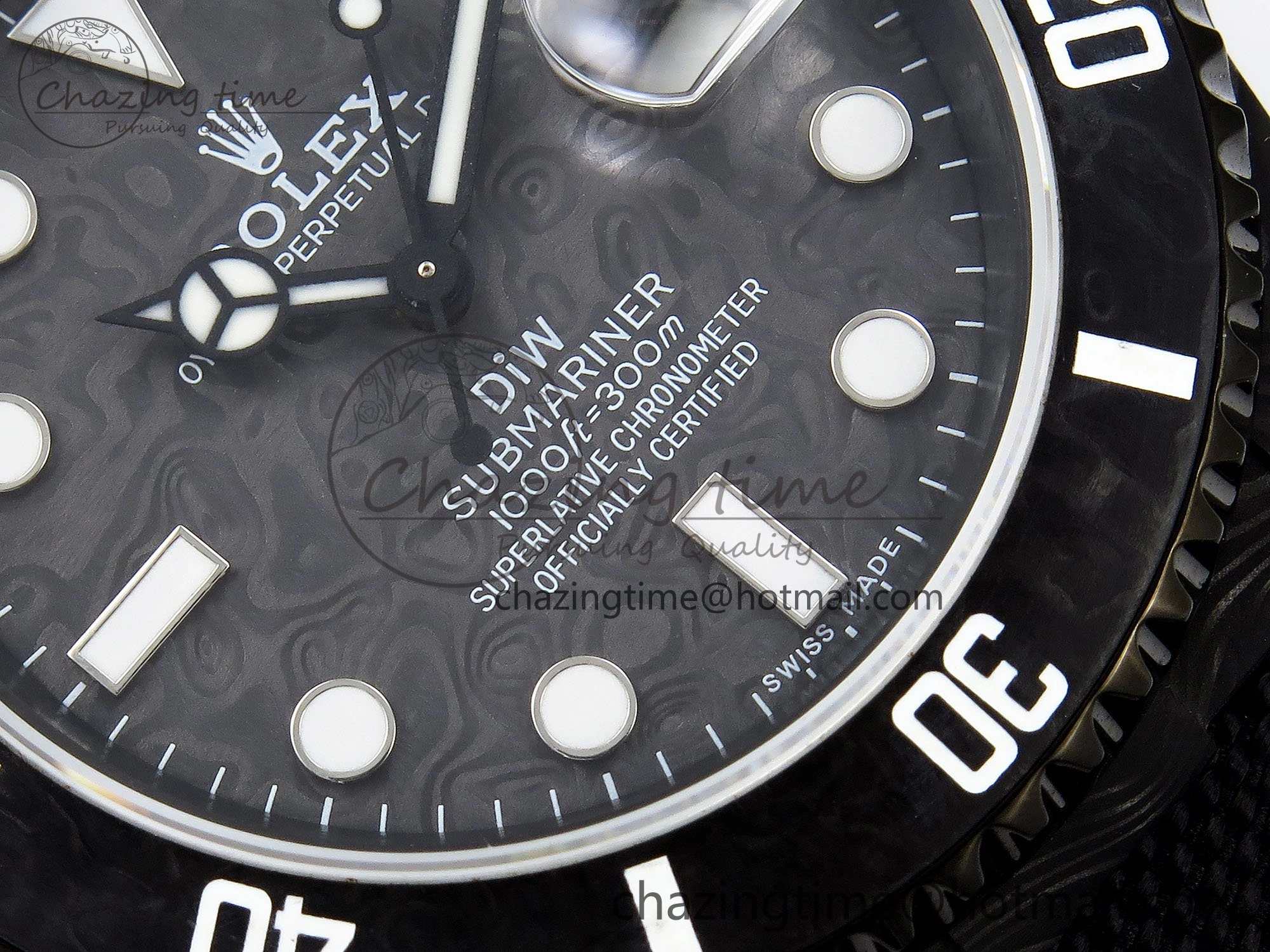 Submariner DIW Carbon IPKF 1:1 Best Edition Black White Dial on Black Nylon Strap VR3135