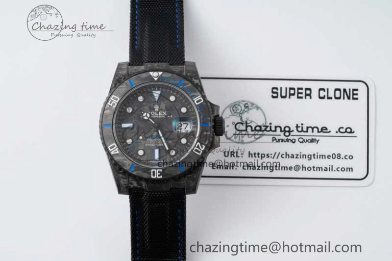 Submariner DIW Carbon VSF 1:1 Best Edition Black Blue Dial on Black Nylon Strap VS3135