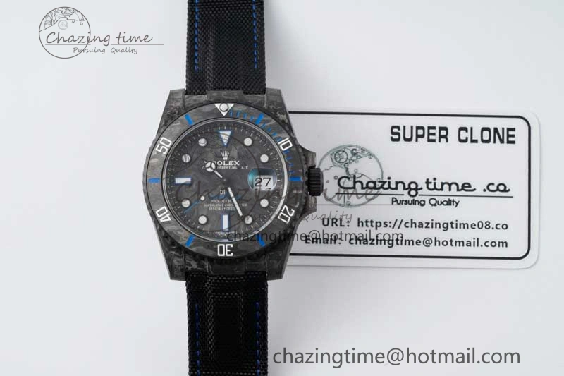 Submariner DIW Carbon VSF 1:1 Best Edition Black Blue Dial on Black Nylon Strap VS3135
