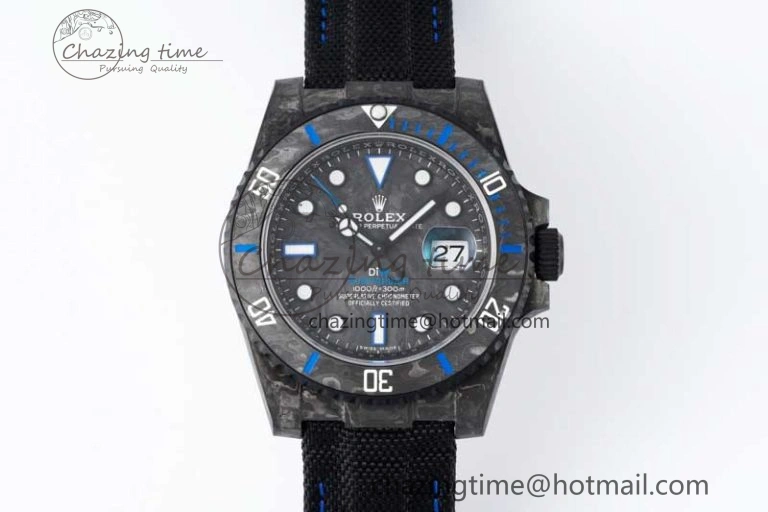 Submariner DIW Carbon VSF 1:1 Best Edition Black Blue Dial on Black Nylon Strap VS3135