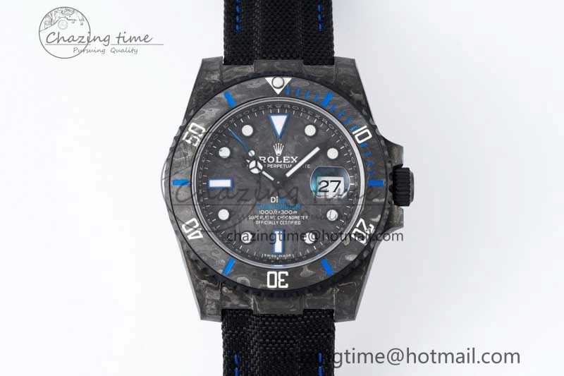 Submariner DIW Carbon VSF 1:1 Best Edition Black Blue Dial on Black Nylon Strap VS3135