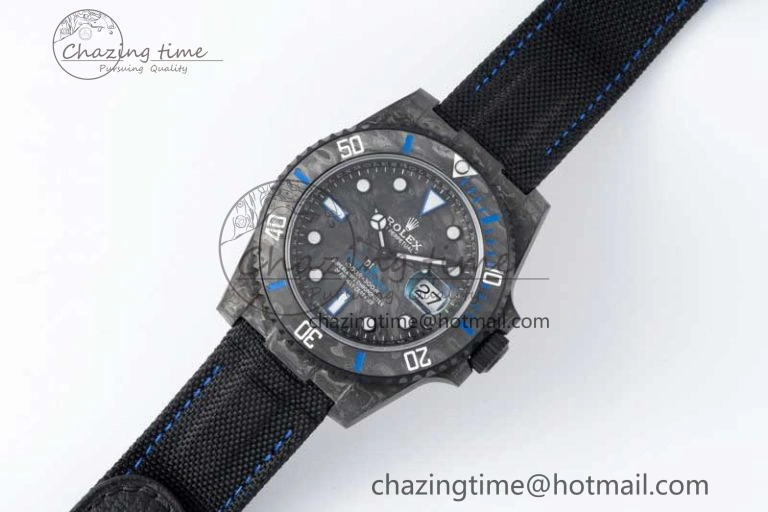 Submariner DIW Carbon VSF 1:1 Best Edition Black Blue Dial on Black Nylon Strap VS3135