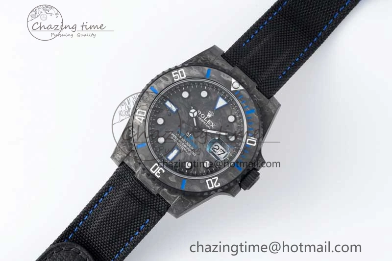 Submariner DIW Carbon VSF 1:1 Best Edition Black Blue Dial on Black Nylon Strap VS3135