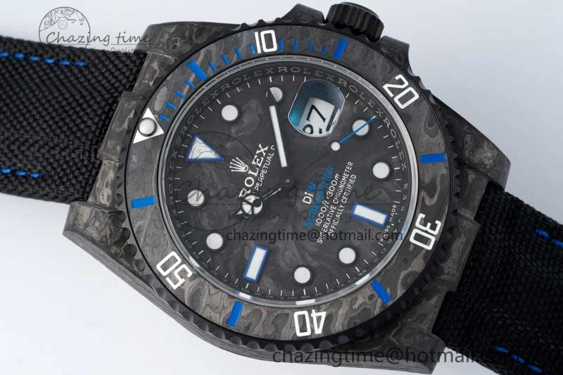 Submariner DIW Carbon VSF 1:1 Best Edition Black Blue Dial on Black Nylon Strap VS3135
