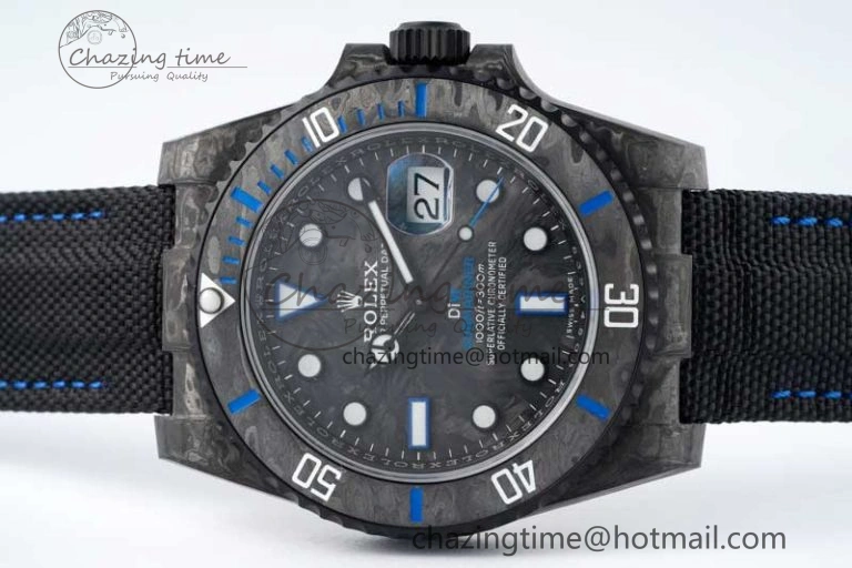 Submariner DIW Carbon VSF 1:1 Best Edition Black Blue Dial on Black Nylon Strap VS3135