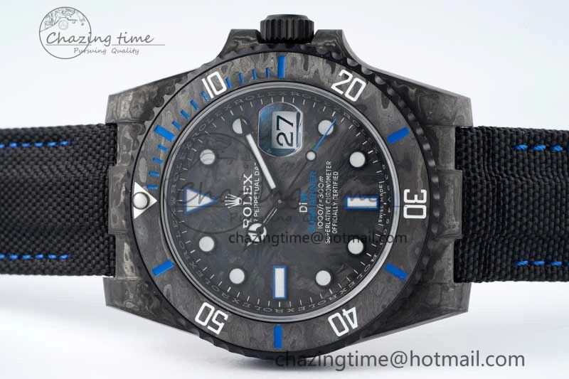 Submariner DIW Carbon VSF 1:1 Best Edition Black Blue Dial on Black Nylon Strap VS3135