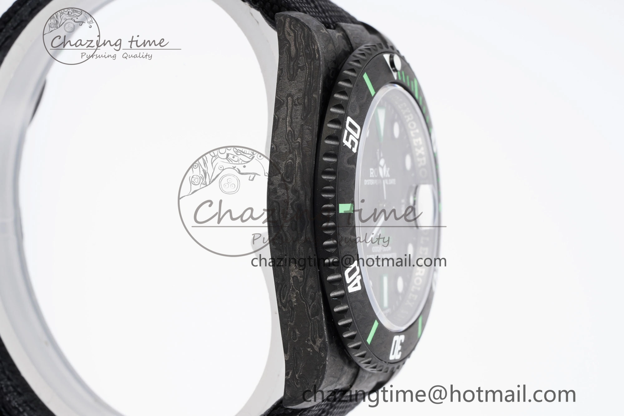 Submariner DIW Carbon VSF 1:1 Best Edition Black Green Dial on Black Nylon Strap VS3135