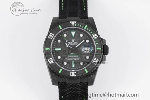 Submariner DIW Carbon VSF 1:1 Best Edition Black Green Dial on Black Nylon Strap VS3135