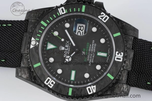 Submariner DIW Carbon VSF 1:1 Best Edition Black Green Dial on Black Nylon Strap VS3135