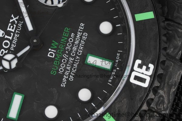 Submariner DIW Carbon VSF 1:1 Best Edition Black Green Dial on Black Nylon Strap VS3135