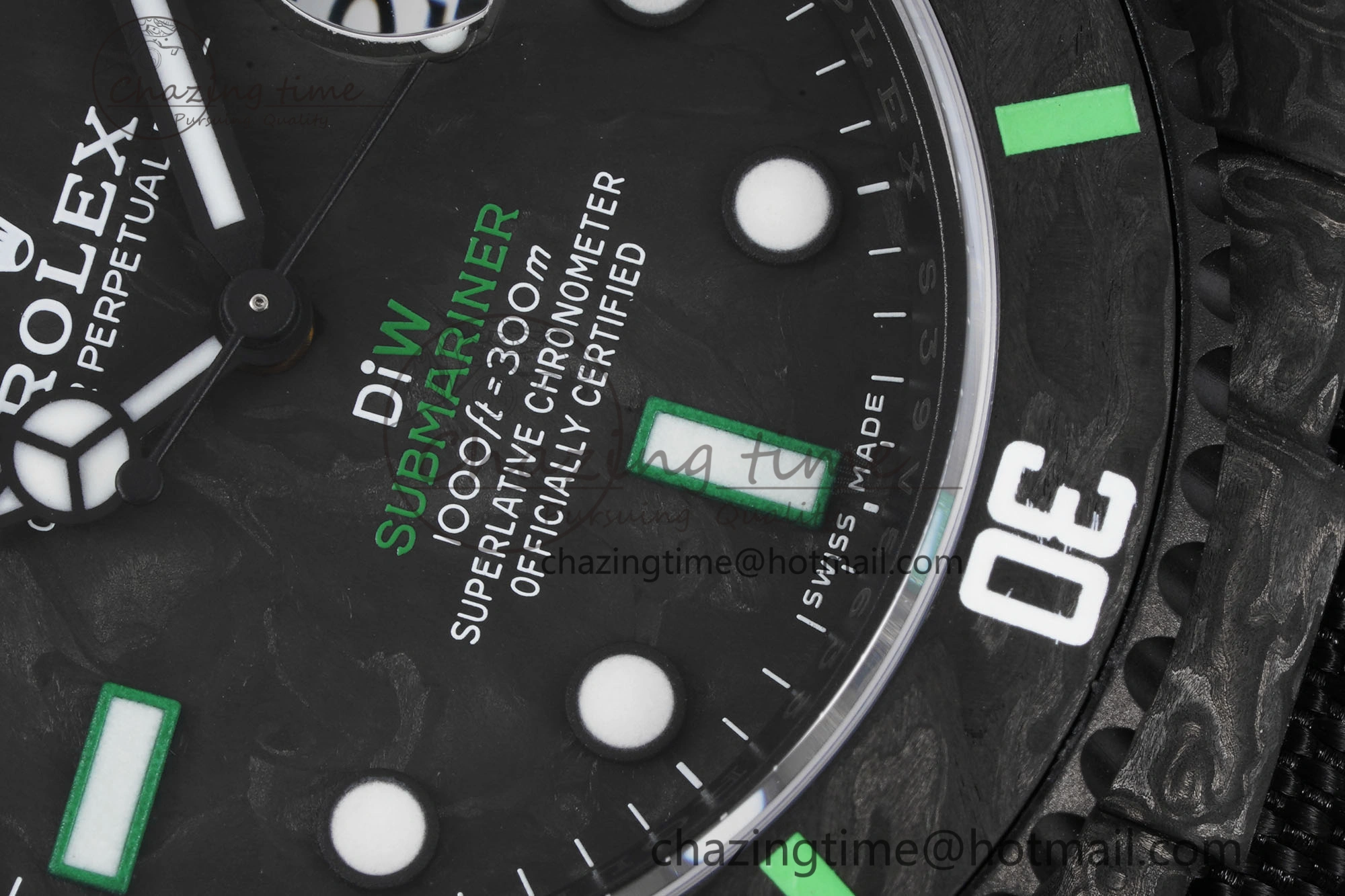 Submariner DIW Carbon VSF 1:1 Best Edition Black Green Dial on Black Nylon Strap VS3135