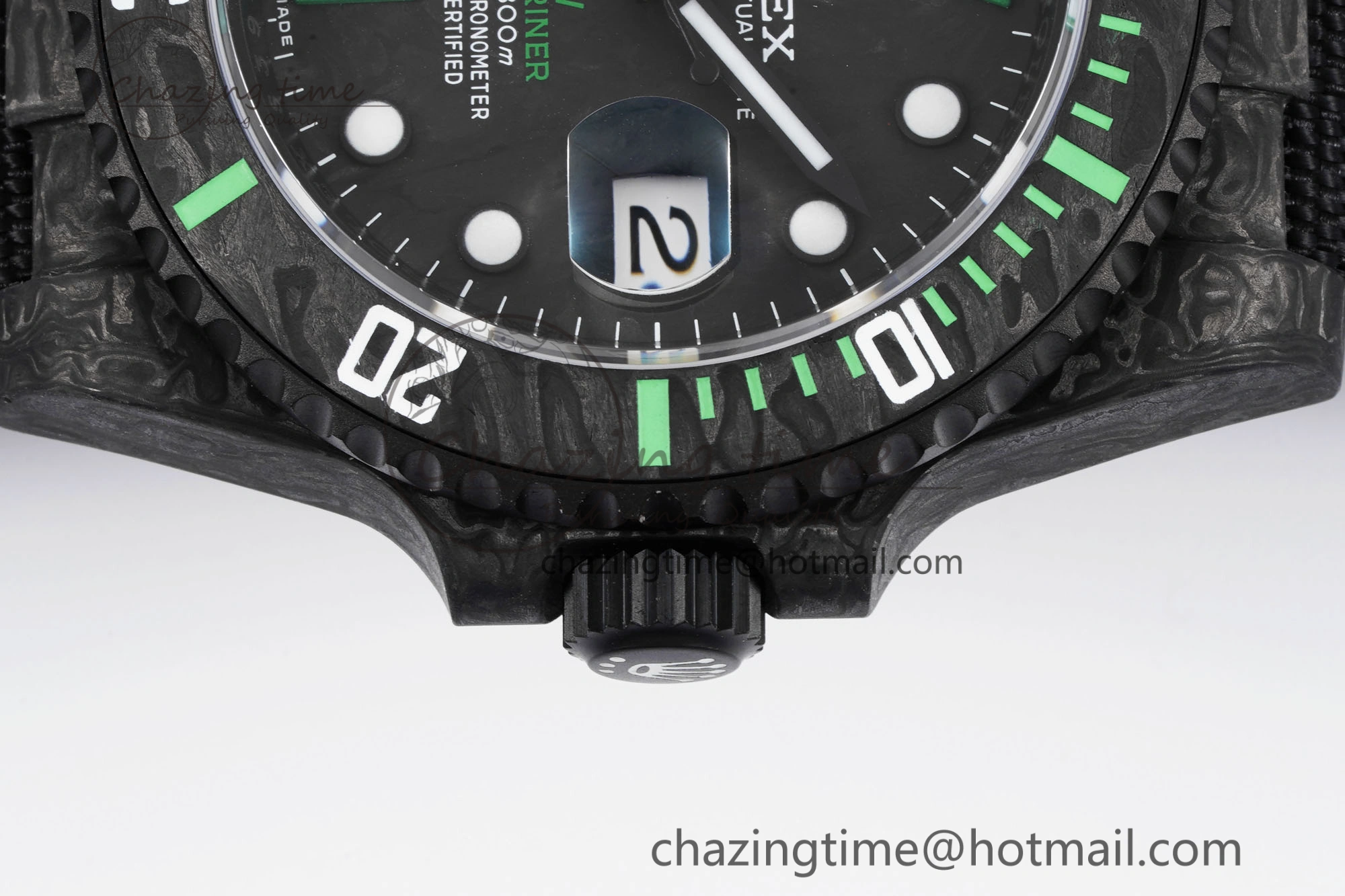 Submariner DIW Carbon VSF 1:1 Best Edition Black Green Dial on Black Nylon Strap VS3135