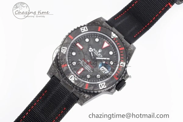 Submariner DIW Carbon VSF 1:1 Best Edition Black Red Dial on Black Nylon Strap VS3135