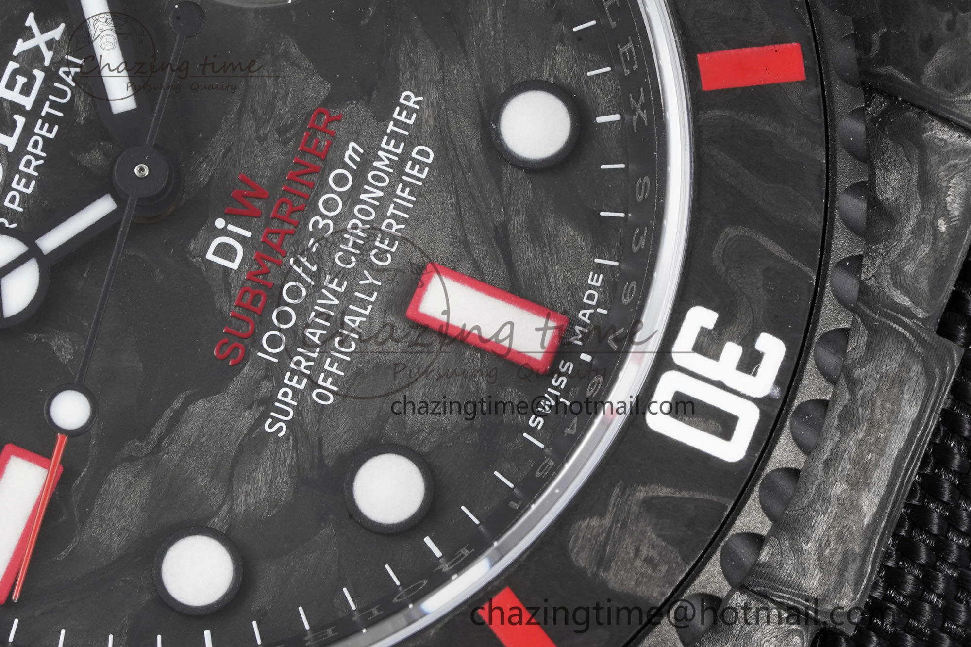 Submariner DIW Carbon VSF 1:1 Best Edition Black Red Dial on Black Nylon Strap VS3135