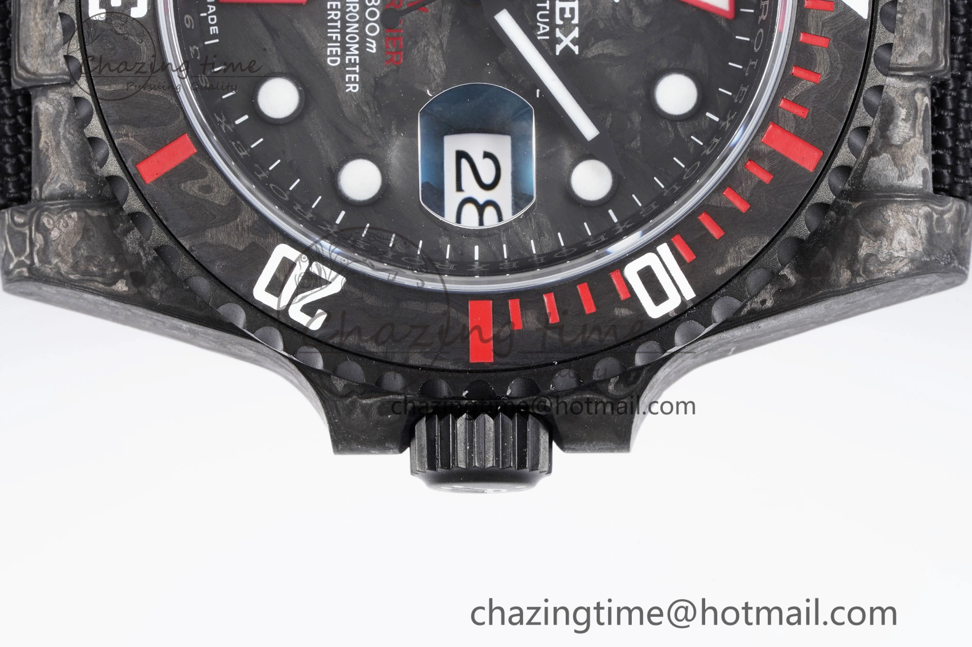 Submariner DIW Carbon VSF 1:1 Best Edition Black Red Dial on Black Nylon Strap VS3135