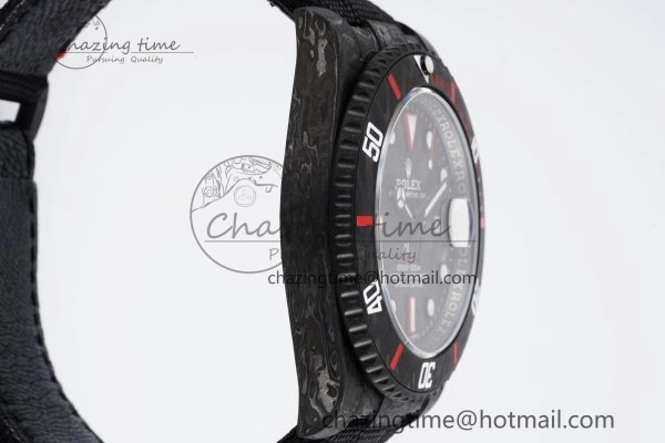 Submariner DIW Carbon VSF 1:1 Best Edition Black Red Dial on Black Nylon Strap VS3135