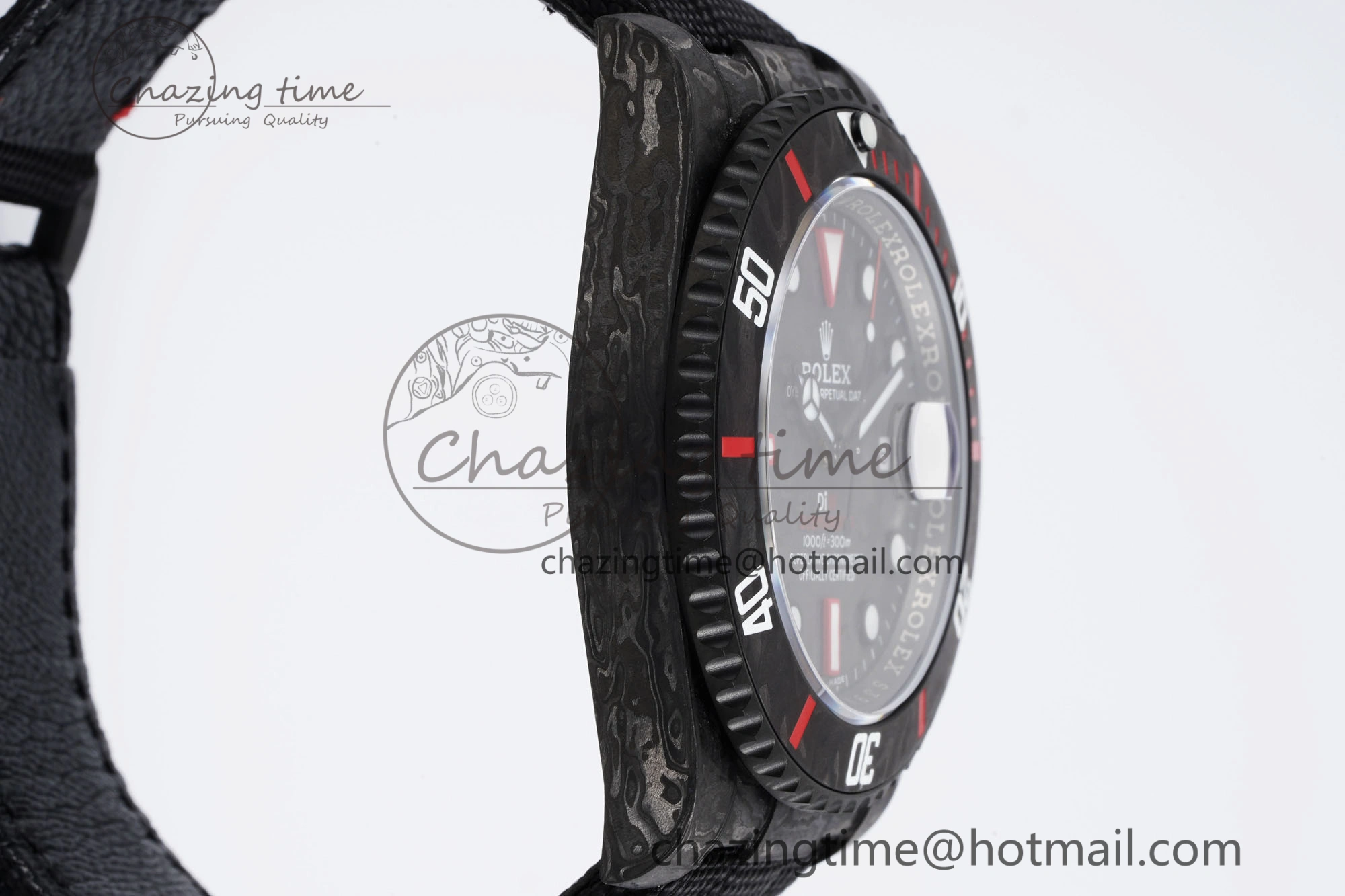 Submariner DIW Carbon VSF 1:1 Best Edition Black Red Dial on Black Nylon Strap VS3135