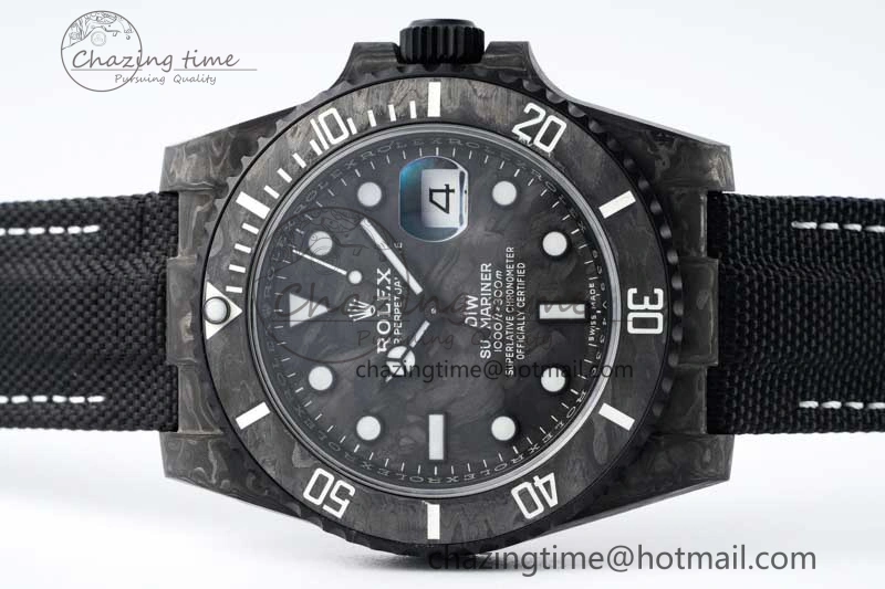 Submariner DIW Carbon VSF 1:1 Best Edition Black White Dial on Black Nylon Strap VS3135