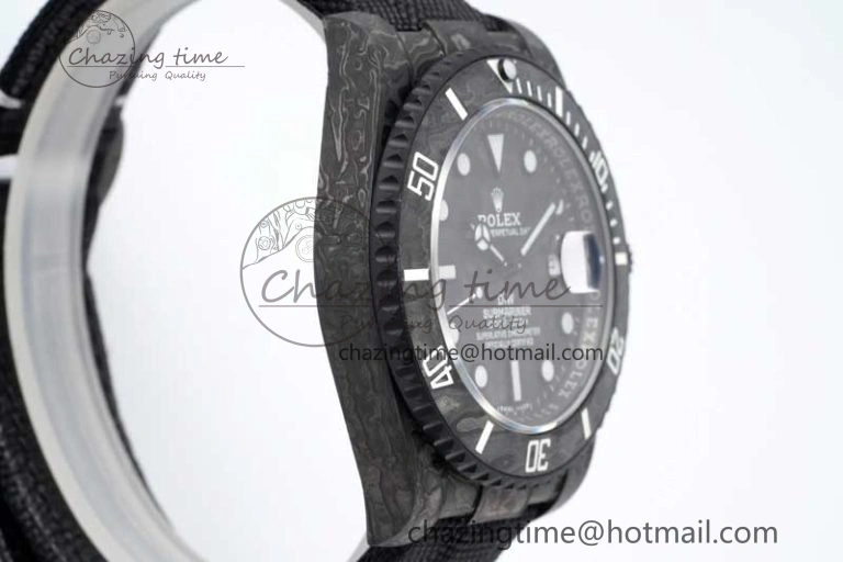 Submariner DIW Carbon VSF 1:1 Best Edition Black White Dial on Black Nylon Strap VS3135
