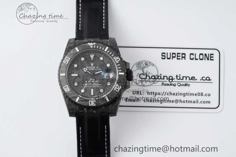 Submariner DIW Carbon VSF 1:1 Best Edition Black White Dial on Black Nylon Strap VS3135