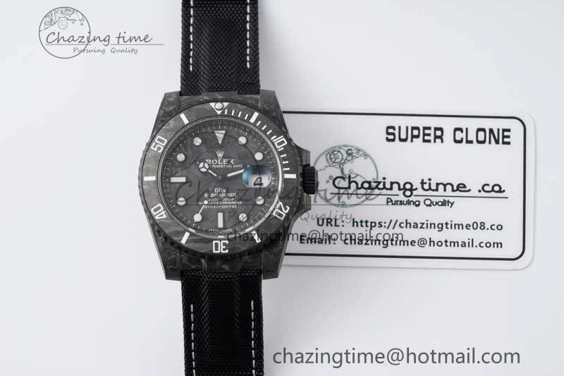 Submariner DIW Carbon VSF 1:1 Best Edition Black White Dial on Black Nylon Strap VS3135