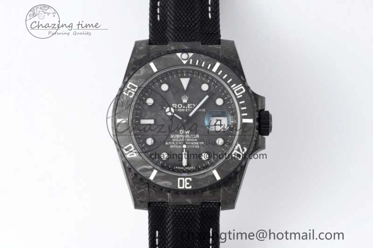 Submariner DIW Carbon VSF 1:1 Best Edition Black White Dial on Black Nylon Strap VS3135