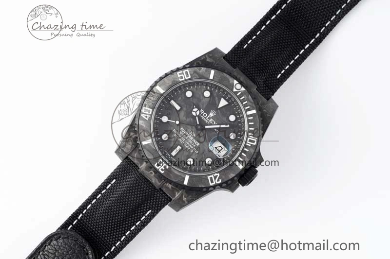 Submariner DIW Carbon VSF 1:1 Best Edition Black White Dial on Black Nylon Strap VS3135
