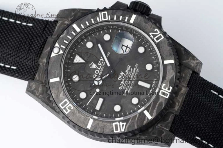 Submariner DIW Carbon VSF 1:1 Best Edition Black White Dial on Black Nylon Strap VS3135