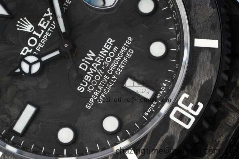 Submariner DIW Carbon VSF 1:1 Best Edition Black White Dial on Black Nylon Strap VS3135