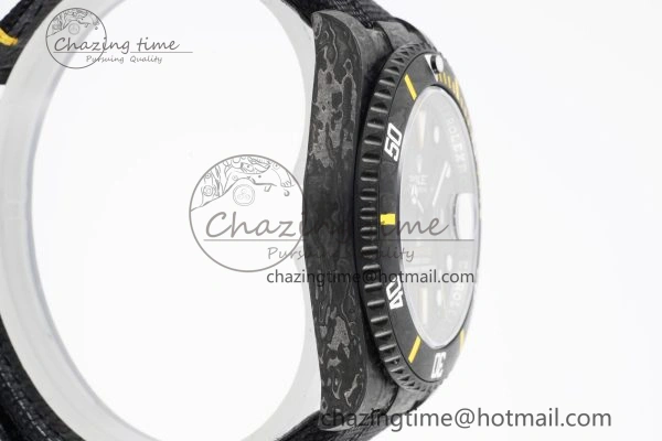 Submariner DIW Carbon VSF 1:1 Best Edition Black Yellow Dial on Black Nylon Strap VS3135