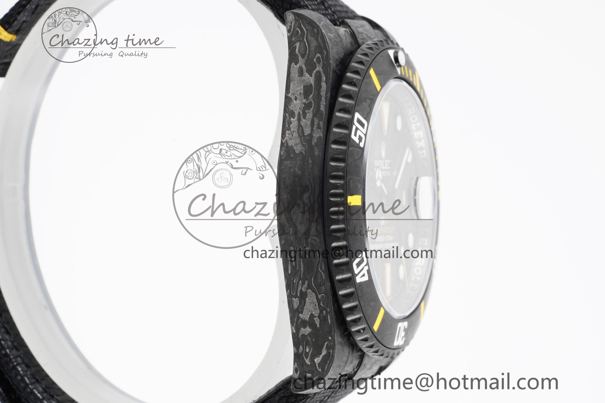 Submariner DIW Carbon VSF 1:1 Best Edition Black Yellow Dial on Black Nylon Strap VS3135