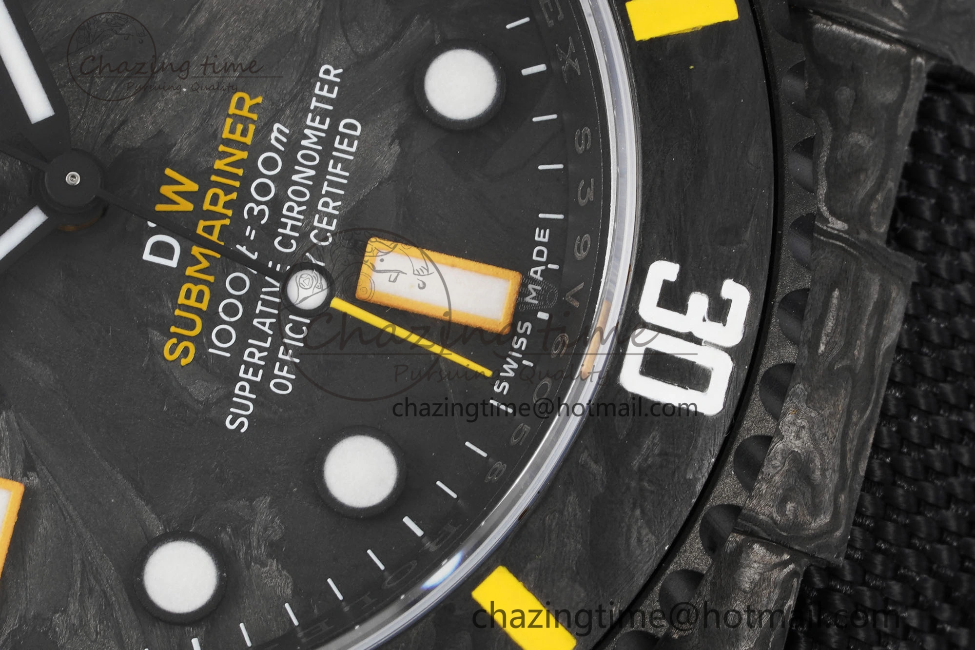 Submariner DIW Carbon VSF 1:1 Best Edition Black Yellow Dial on Black Nylon Strap VS3135