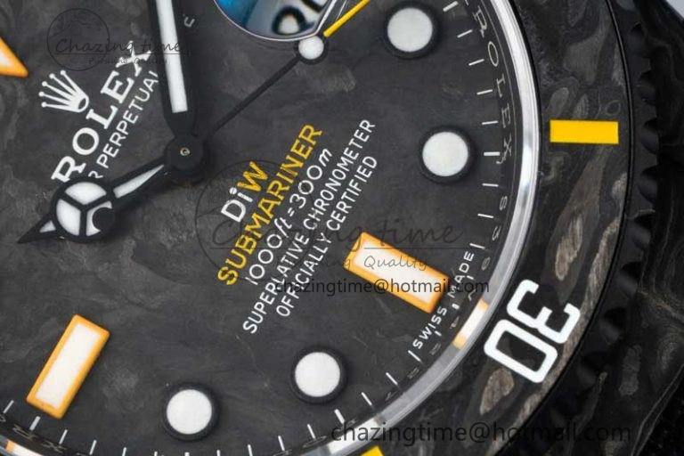 Submariner DIW Carbon VSF 1:1 Best Edition Black Yellow Dial on Black Nylon Strap VS3135